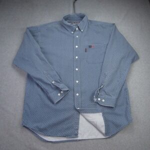 CINCH WRX FR Shirt Mens XL Blue Geometric Flame Resistant Work Button Up